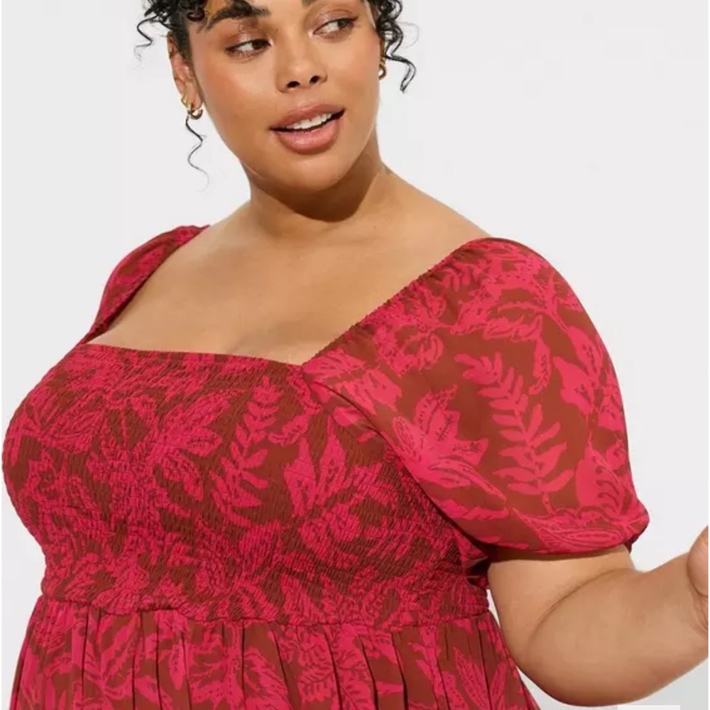 Torrid Tea Length Smocked Bodice A-Line Dress Size 3X - Picture 3 of 7